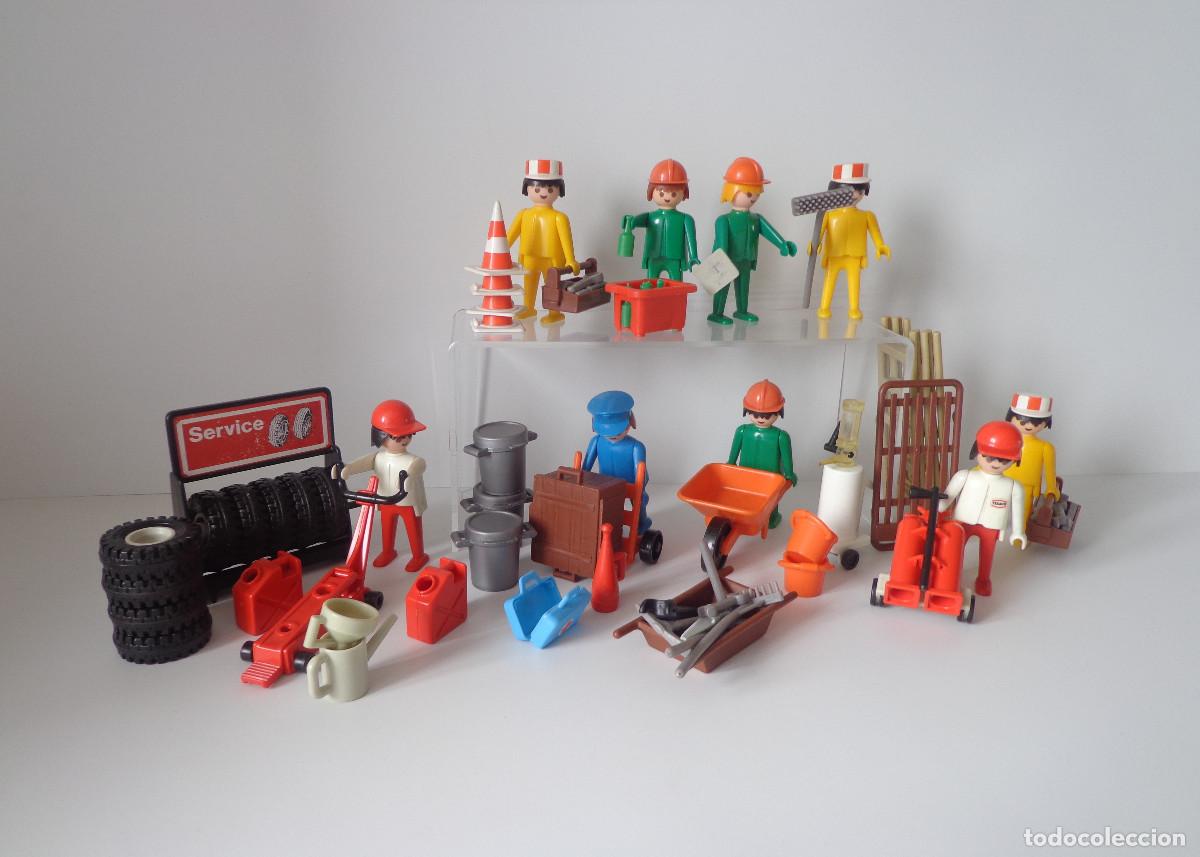 Playmobil: Playmobil vintage a&ntilde;os 70 obreros mecanicos - 9 figuras + accesorios