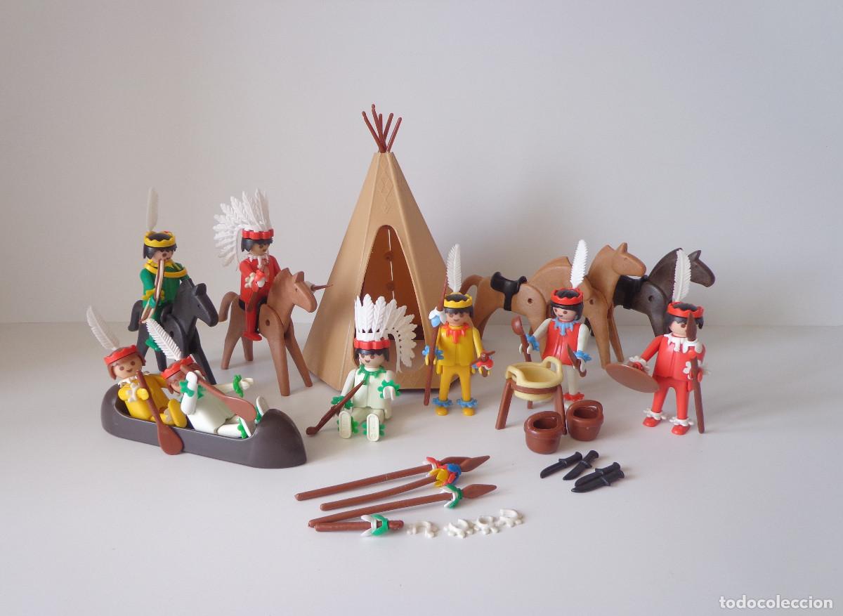 Playmobil: Playmobil vintage a&ntilde;os 70 - indios, oeste, western - 8 figuras y accesorios