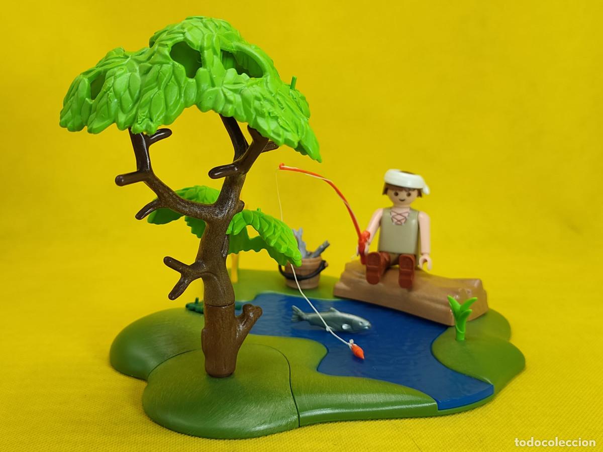 Playmobil: Playmobil Escena de aldeano pescando en tramo de r&iacute;o