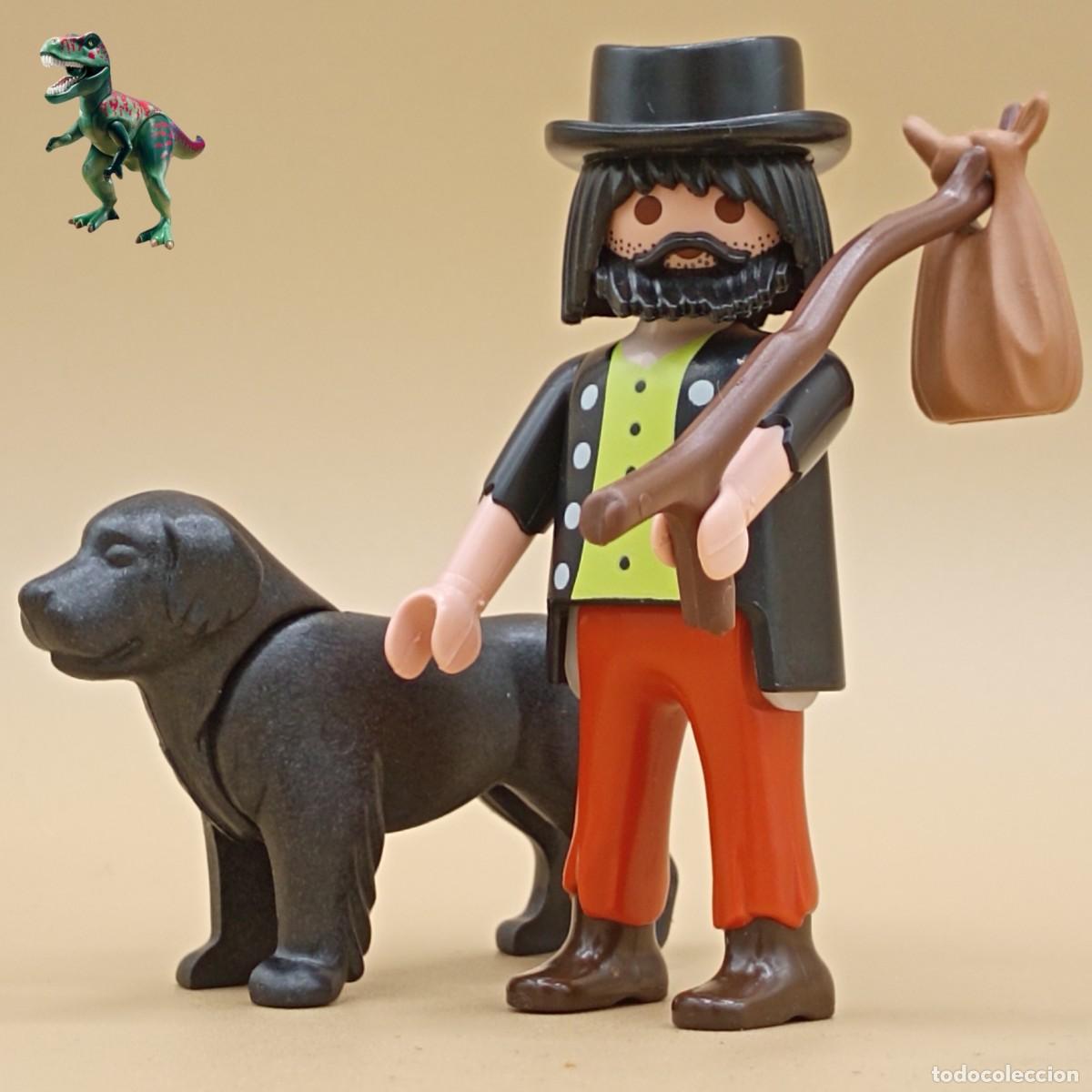 Playmobil: Playmobil figura vagabundo con perro mendigo hatillo forajido criminal victoriano oeste western