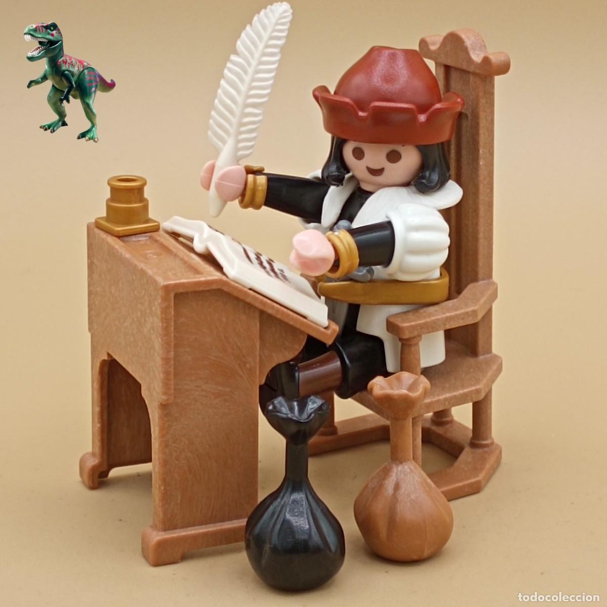 Playmobil: Playmobil figura conde noble escribano escriba mercader mesa escritorio pluma y tintero medieval