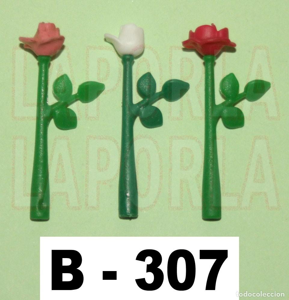 Playmobil: PLAYMOBIL 3 ROSAS EN TALLOS - JARD&Iacute;N BODA DECORACI&Oacute;N HOGAR REGALO (B-307)