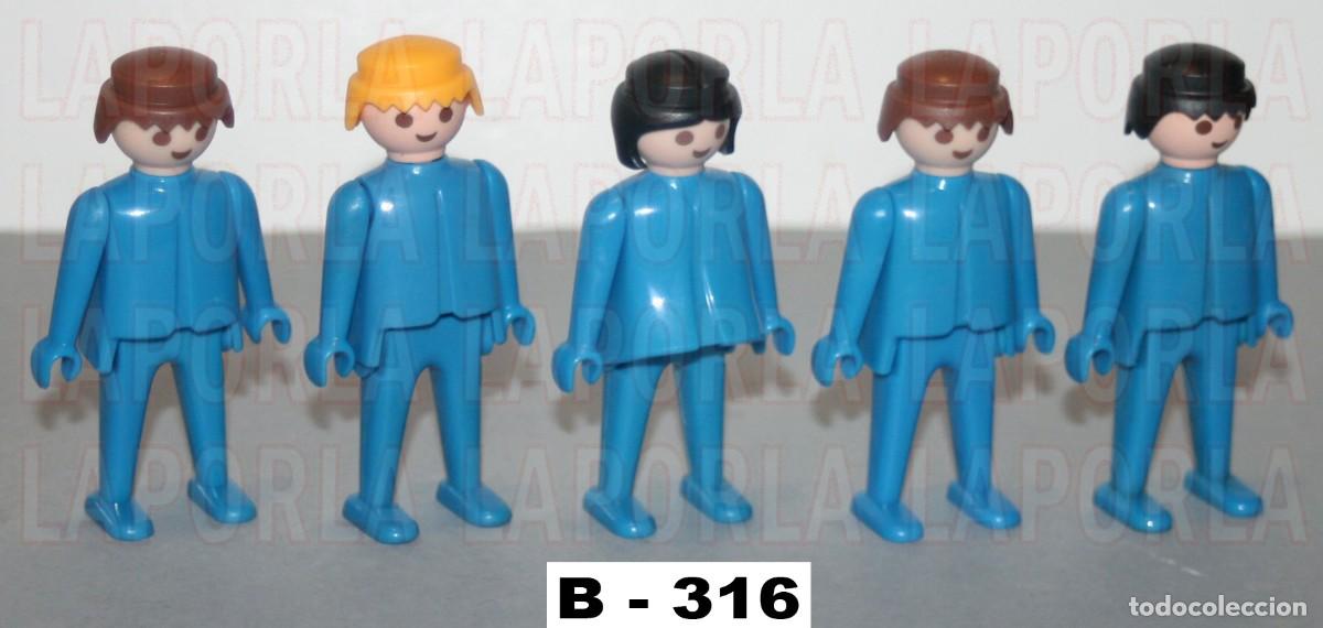 Playmobil: PLAYMOBIL 5 FIGURAS AZULES MANO FIJA 1&ordf; &Eacute;POCA CON 4 CLICKS Y 1 CLACK (B-316)