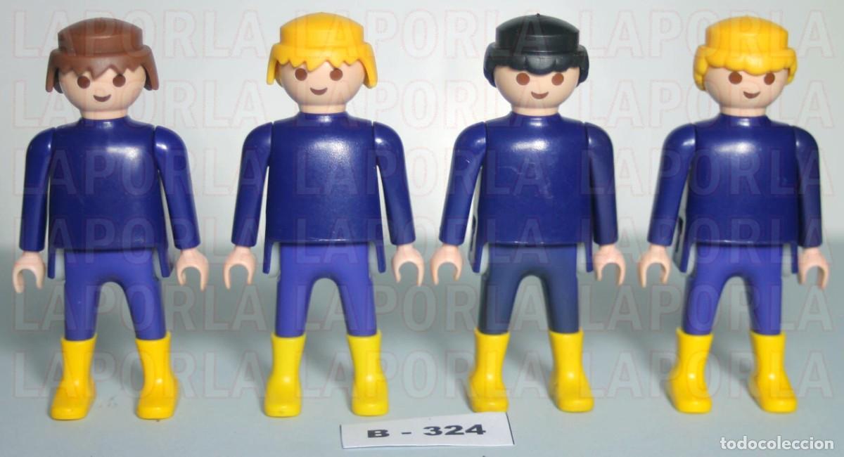 Playmobil: PLAYMOBIL 4 FIGURAS AZULES CON BOTAS AMARILLAS (B-324)