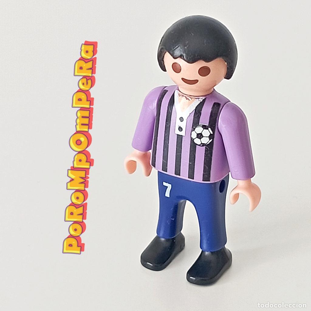 Playmobil: PLAYMOBIL FIGURA NI&Ntilde;O EQUIPACI&Oacute;N MORADA F&Uacute;TBOL CUSTOM/COMPLETAR INFANTIL Q2