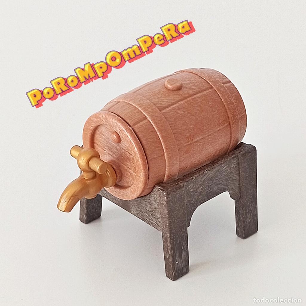 Playmobil: PLAYMOBIL TONEL CON GRIFO DORADO Y SOPORTE BARRIL CERVEZA VINO TABERNA MEDIEVAL OESTE VIKINGO M7