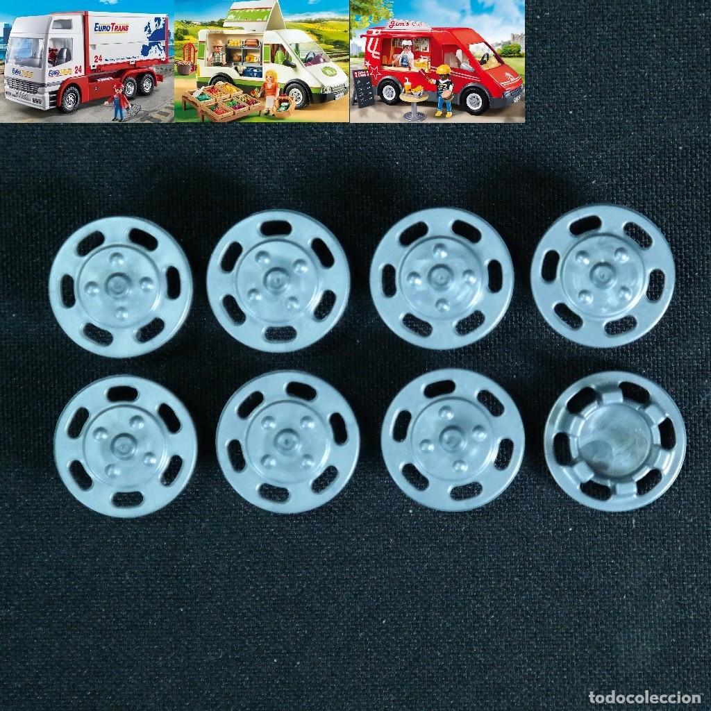 Playmobil: Playmobil 8 tapacubos plateados para autos coches como ref.70134, 6437 , 5965 y otras ☼