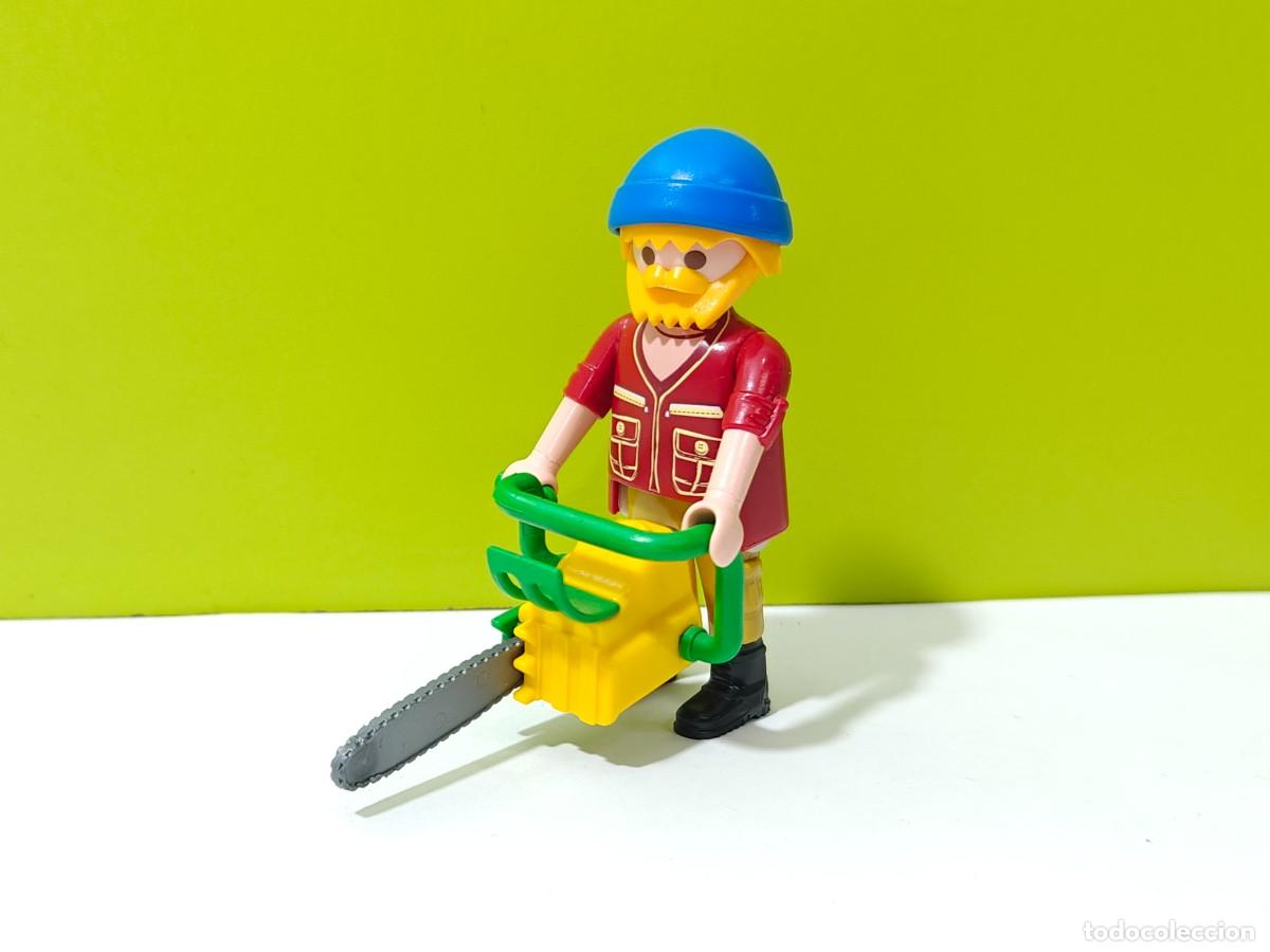 Playmobil: playmobil figura hombre le&ntilde;ador con motosierra, monta&ntilde;a, caba&ntilde;a, bosque, granja, safari, city...