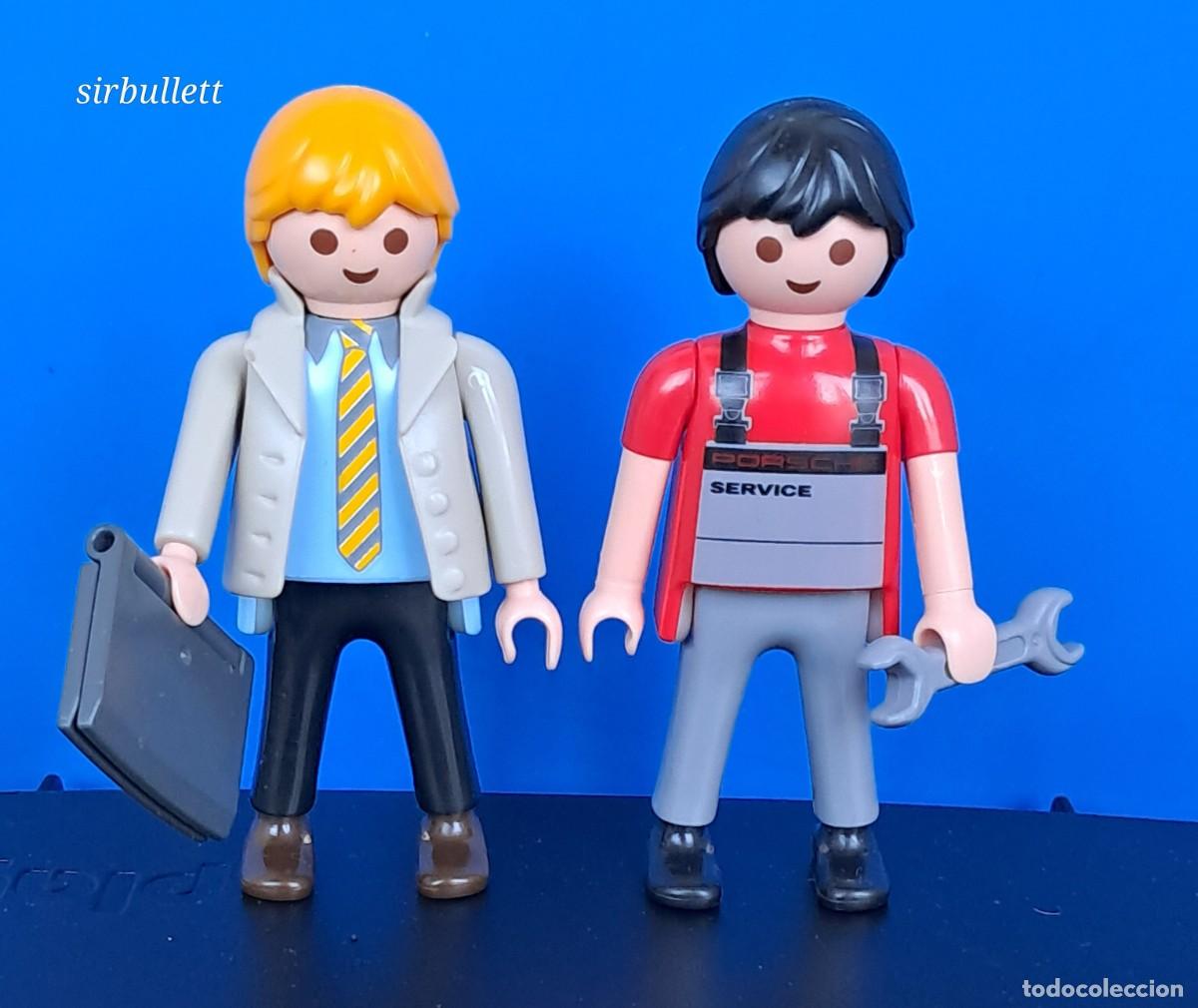 Playmobil: Dos figuras hombre de playmobil. 3911 Mec&aacute;nico, comercial empresario oficina chaqueta y corbata