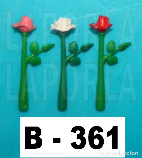 Playmobil: PLAYMOBIL 3 ROSAS EN TALLOS - JARR&Oacute;N HOGAR JARD&Iacute;N DECORACI&Oacute;N FANTAS&Iacute;A BODA REGALO (B-361)