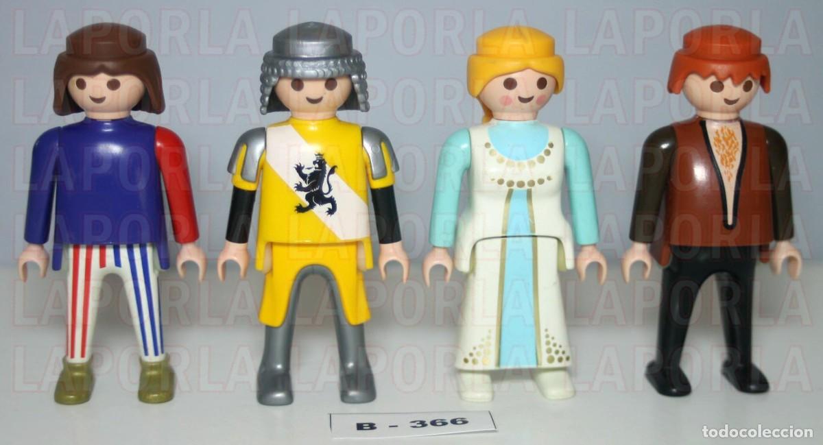 Playmobil: PLAYMOBIL 4 FIGURAS MEDIEVALES - CABALLERO VASALLO DAMA DONCELLA SIERVO (B-366)