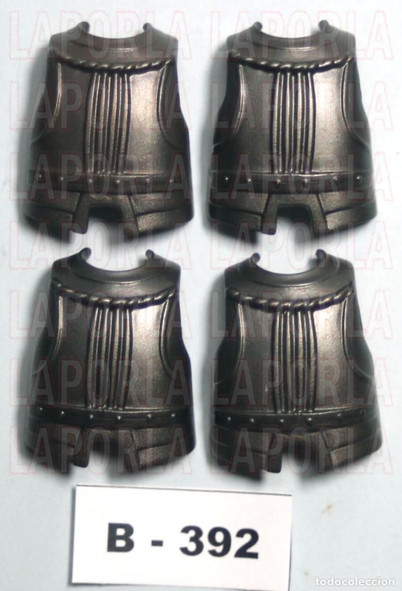 Playmobil: PLAYMOBIL 4 PETOS ARMADURAS ACERO OSCURO - CABALLERO SOLDADO TORNEO JUSTA (B-392)