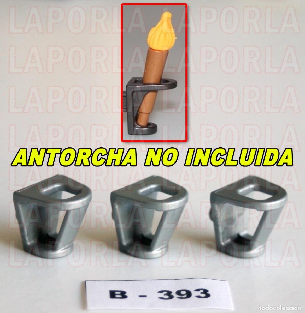 Playmobil: PLAYMOBIL 3 SOPORTES ANTORCHA SYSTEM X - MEDIEVAL CASTILLO CASA MURO FORTALEZA CUEVA LUZ (B-393)