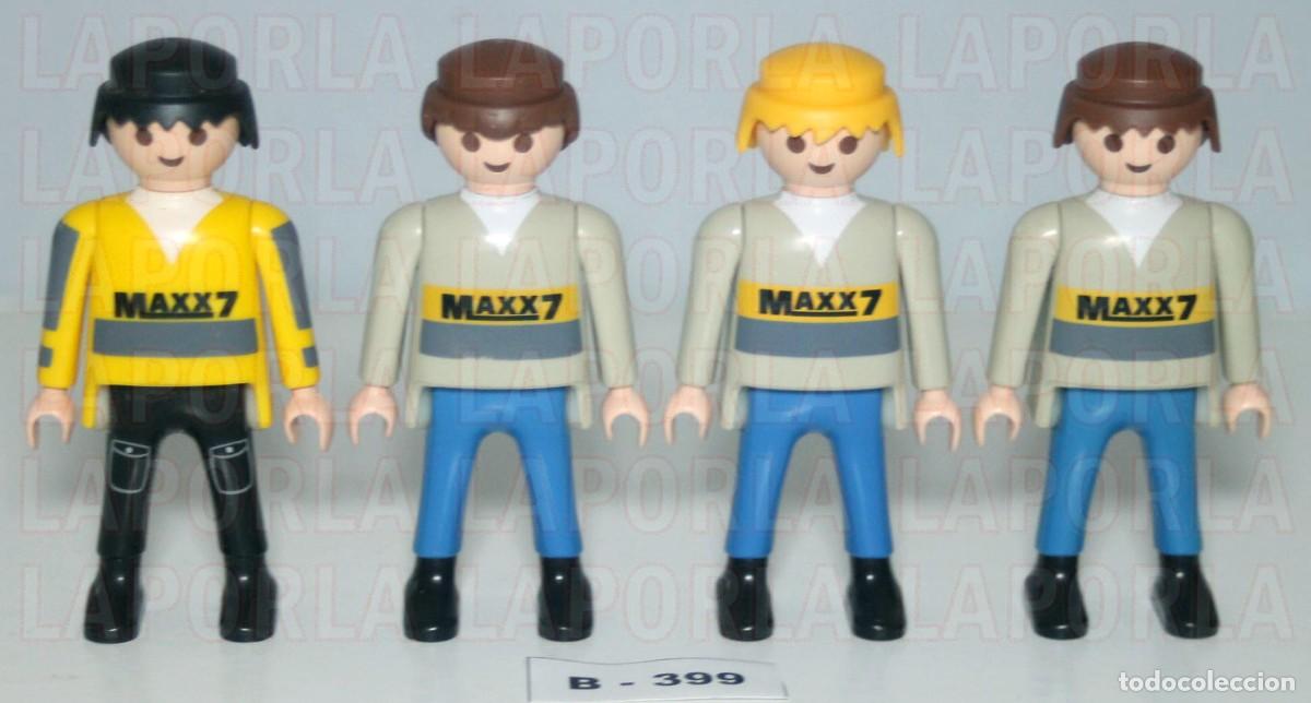 Playmobil: PLAYMOBIL 4 FIGURAS CONSTRUCCI&Oacute;N MAXX7 - OPERARIO GR&Uacute;A EXCAVADORA VOLQUETE 4037 4041 (B-399)