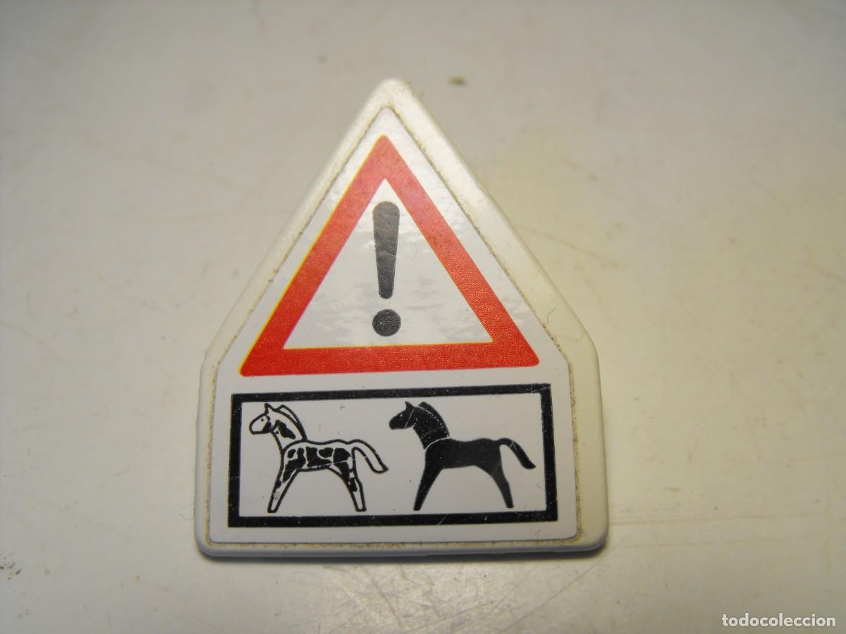Playmobil: PLAYMOBIL. Se&ntilde;al de tr&aacute;fico de peligro caballos.