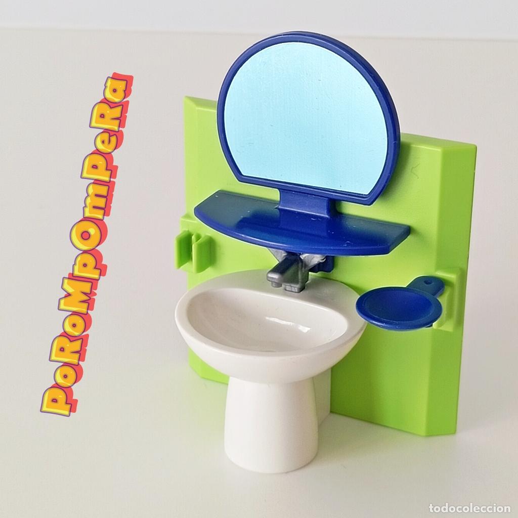Playmobil: PLAYMOBIL PARED VERDE LIMA SYSTEM X SOPORTE INODORO CUARTO DE BA&Ntilde;O WC 4285 ESPEJO CG6B