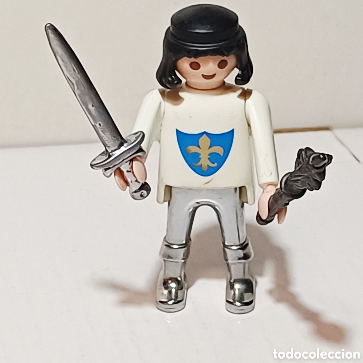 Playmobil: Figura Playmobil medieval con espada y maza piernas cromadas