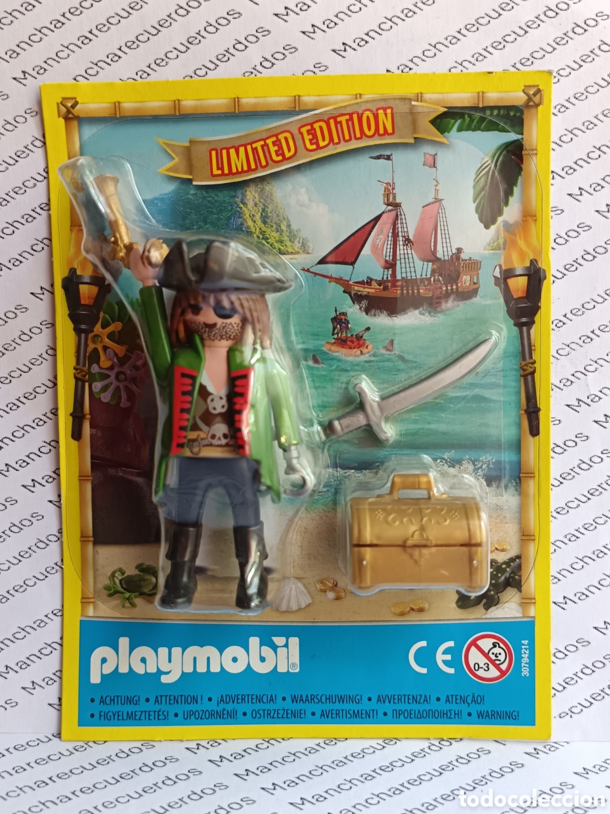 Playmobil: PLAYMOBIL PIRATA EXCLUSIVO REVISTA CON GARFIO , COFRE , ESPADA Y PISTOLA DORADA 2020