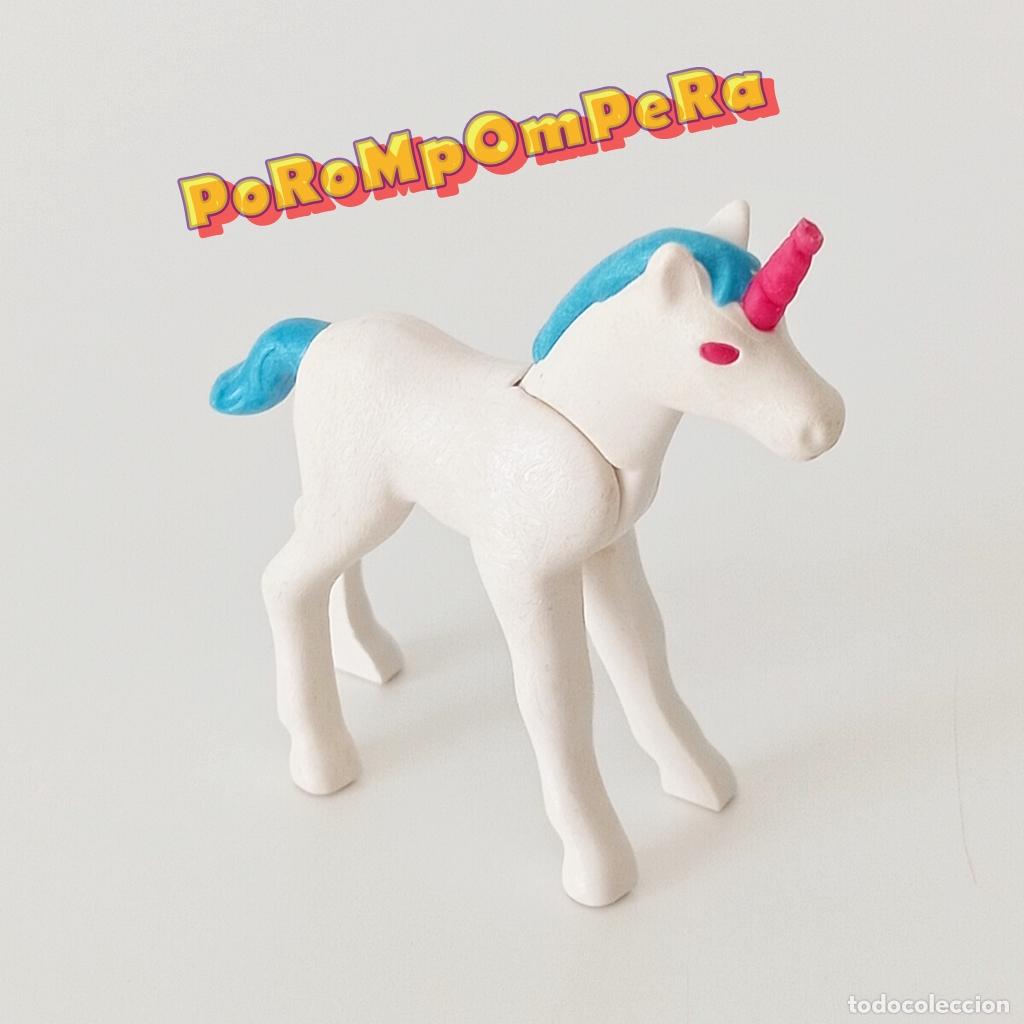 Playmobil: PLAYMOBIL CR&Iacute;A DE UNICORNIO BLANCO CRIN Y COLA AZUL-TURQUESA? 6688 CUERNO DEFECTUOSO FK