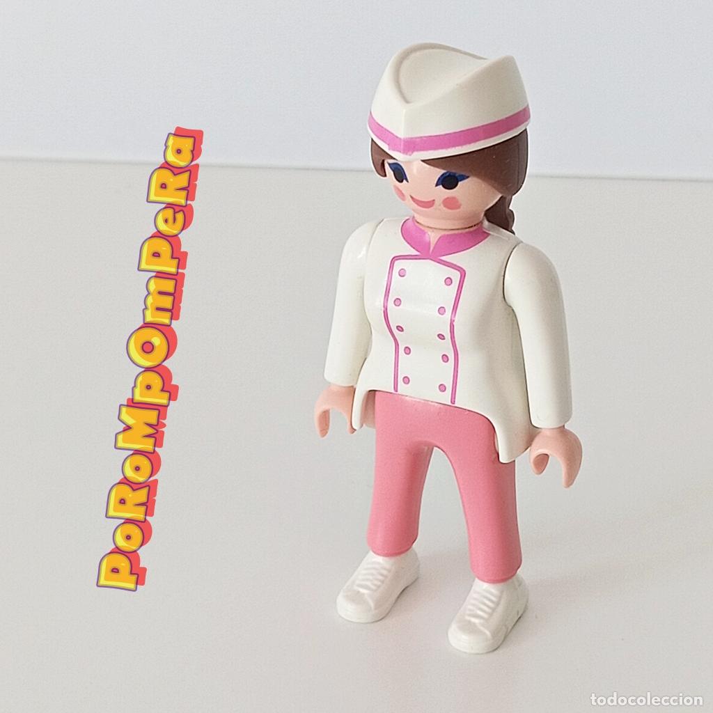 Playmobil: PLAYMOBIL FIGURA MUJER PASTELERA CON GORRO TIPO PAPEL CUSTOM/COMPLETAR FK