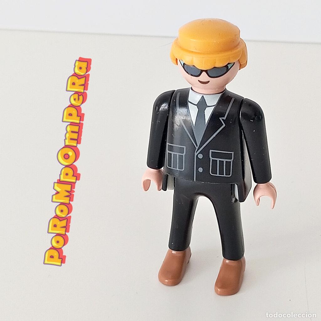 Playmobil: PLAYMOBIL FIGURA AGENTE SECRETO TRAJE NEGRO CORBATA GAFAS CUSTOM/COMPLETAR HOMBRE MU&Ntilde;ECO CLICK FL