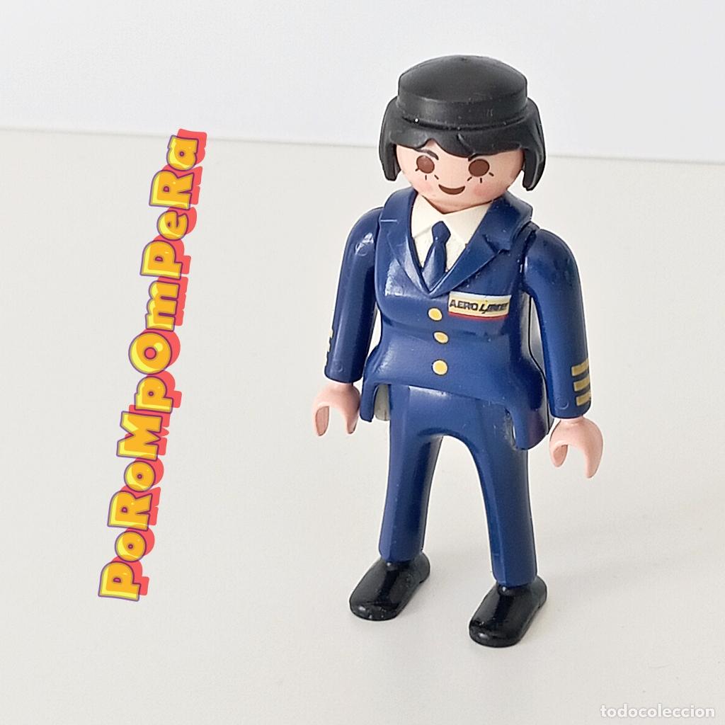 Playmobil: PLAYMOBIL FIGURA MUJER PILOTO AVI&Oacute;N CUSTOM/COMPLETAR MU&Ntilde;ECO CLICK AZAFATA FL