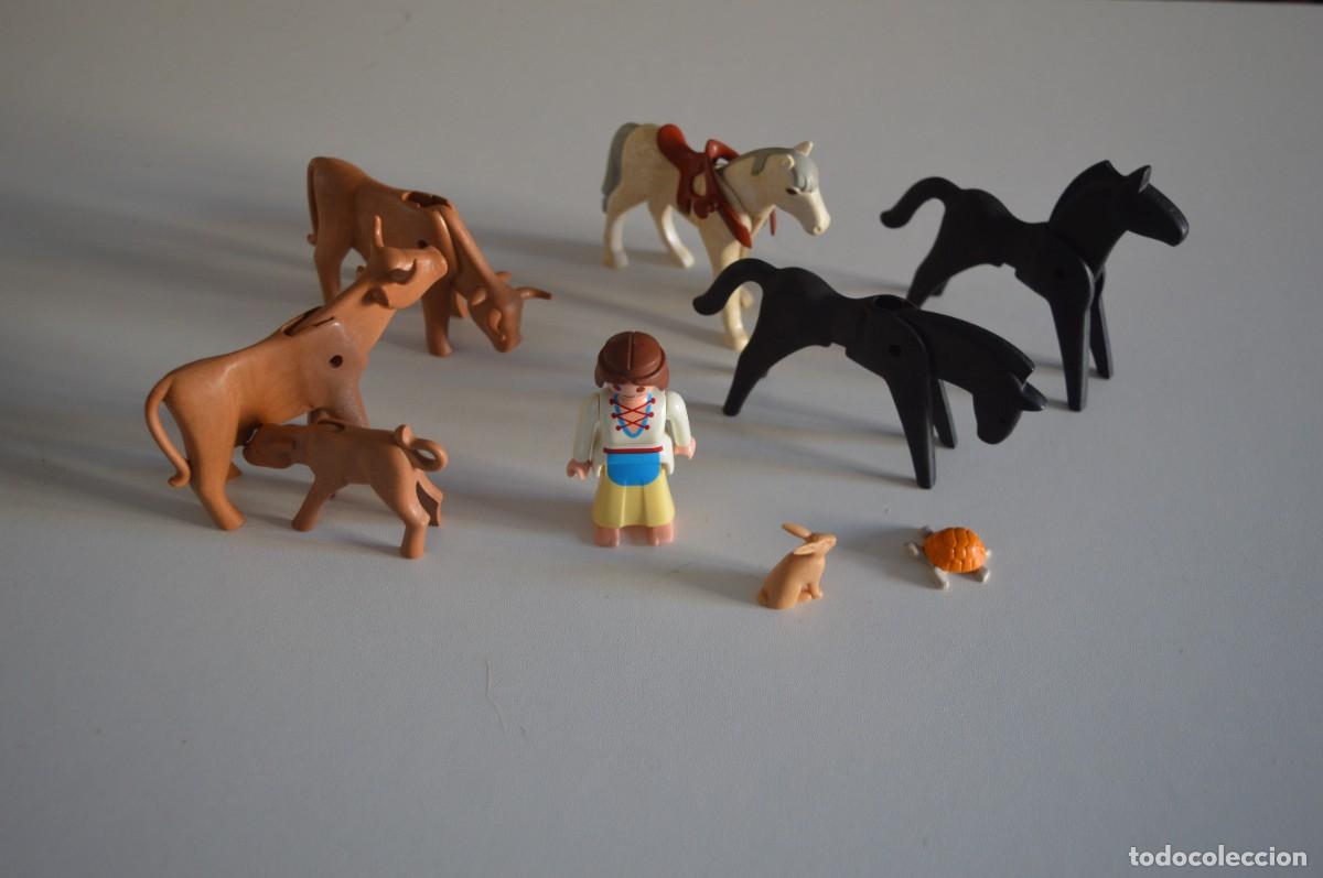 Playmobil: PLAYMOBIL LOTE CABALLOS VACAS INDIO PIEZAS CARROZA CERCA ANIMALES FUENTE GALLINERO INCUBADORA