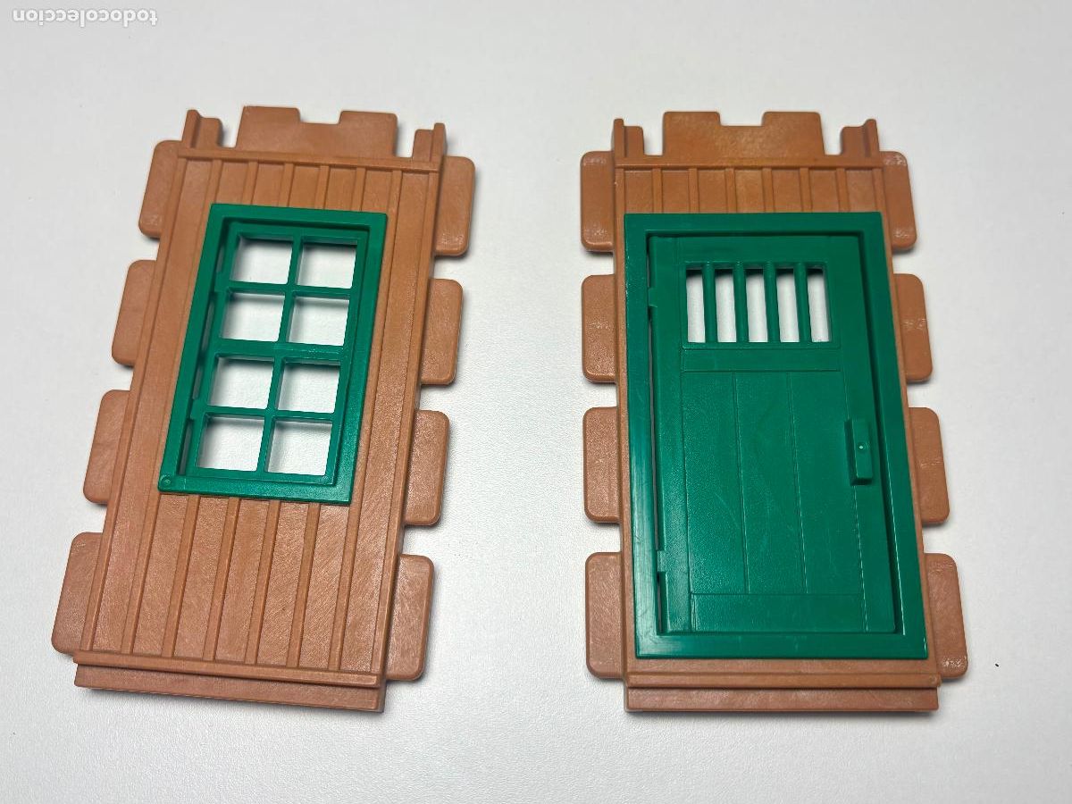Playmobil: PLAYMOBIL lote pared con puerta y ventana casa oeste estaci&oacute;n de tren