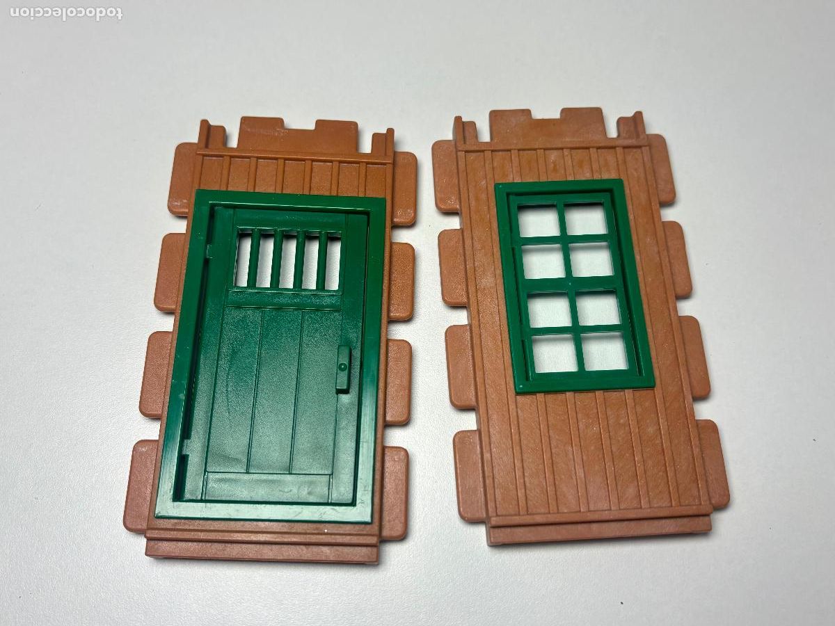 Playmobil: PLAYMOBIL lote pared con puerta y ventana casa oeste estaci&oacute;n de tren