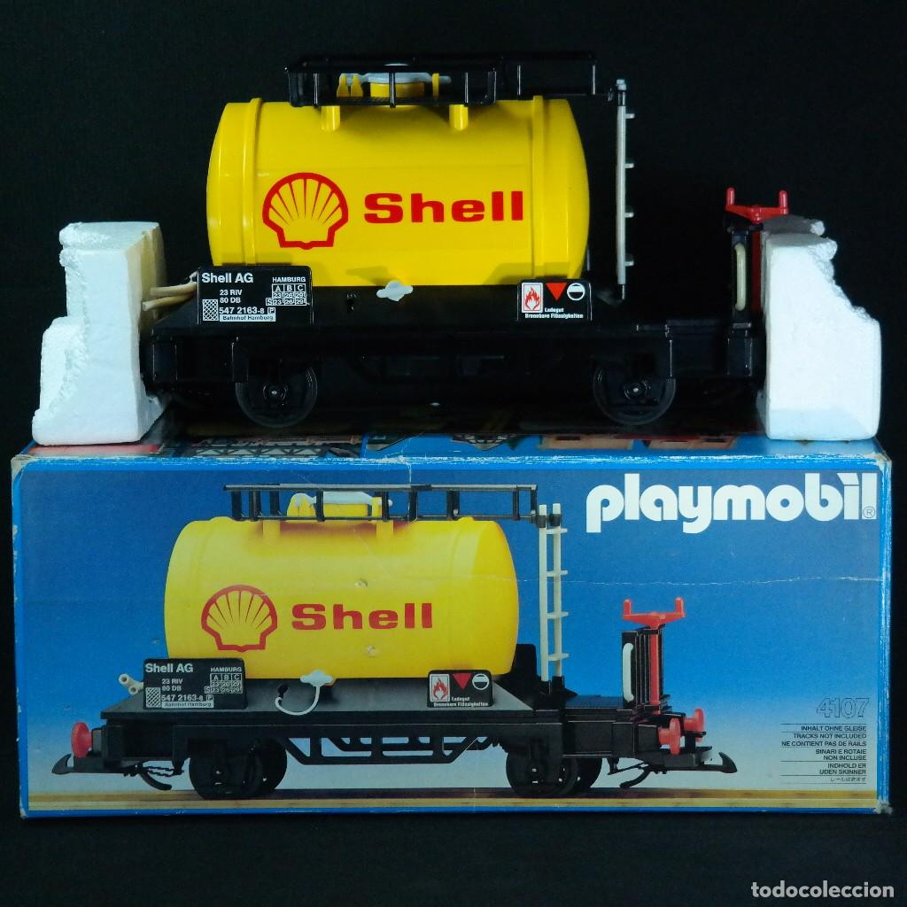 Playmobil: Playmobil ref.4107 Vagon Cisterna Shell con caja a&ntilde;o 1985 West Germany ☼