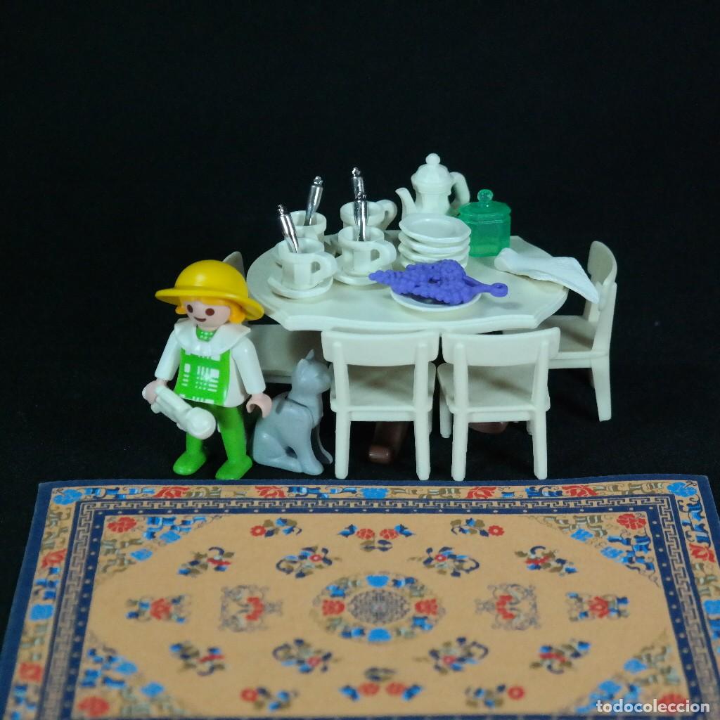 Playmobil: Playmobil mesa blanca con utensilios y ni&ntilde;a ☼