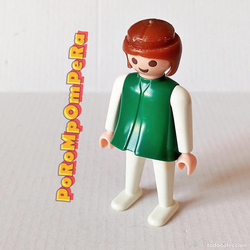 Playmobil: PLAYMOBIL FIGURA CL&Aacute;SICA MUJER BRAZO-PIERNA BLANCO TORSO VERDE A&Ntilde;OS 80 NO FAMOBIL A