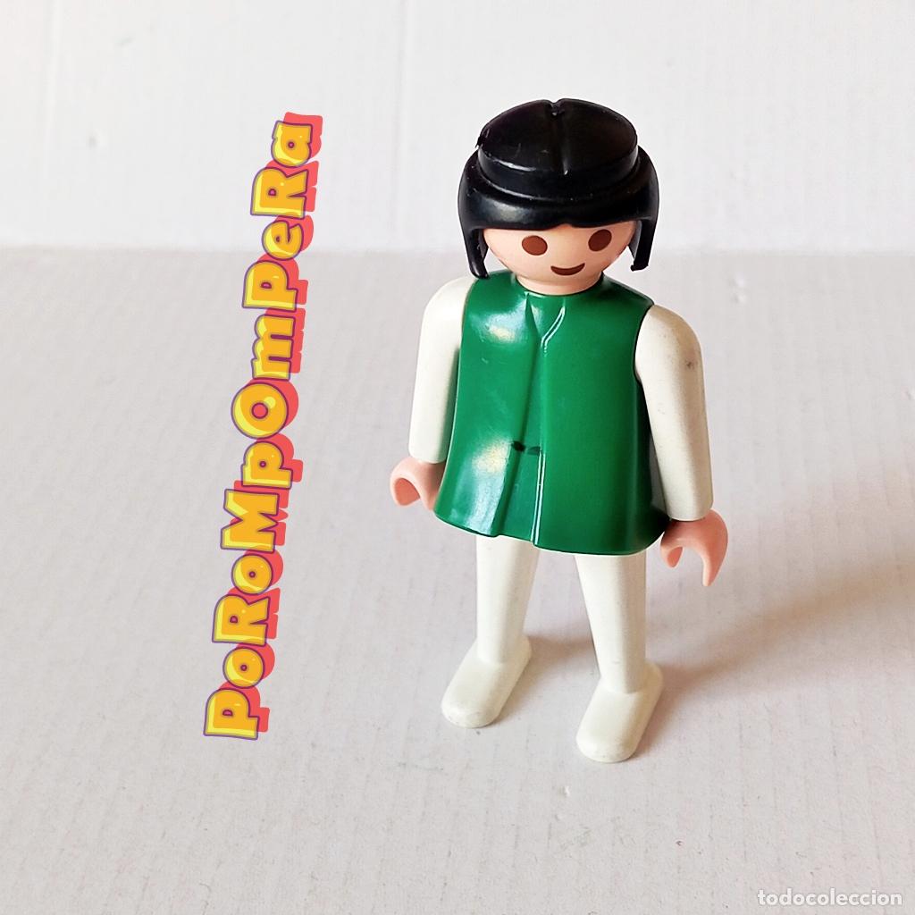 Playmobil: PLAYMOBIL FIGURA CL&Aacute;SICA MUJER BRAZO-PIERNA BLANCO TORSO VERDE A&Ntilde;OS 80 NO FAMOBIL D