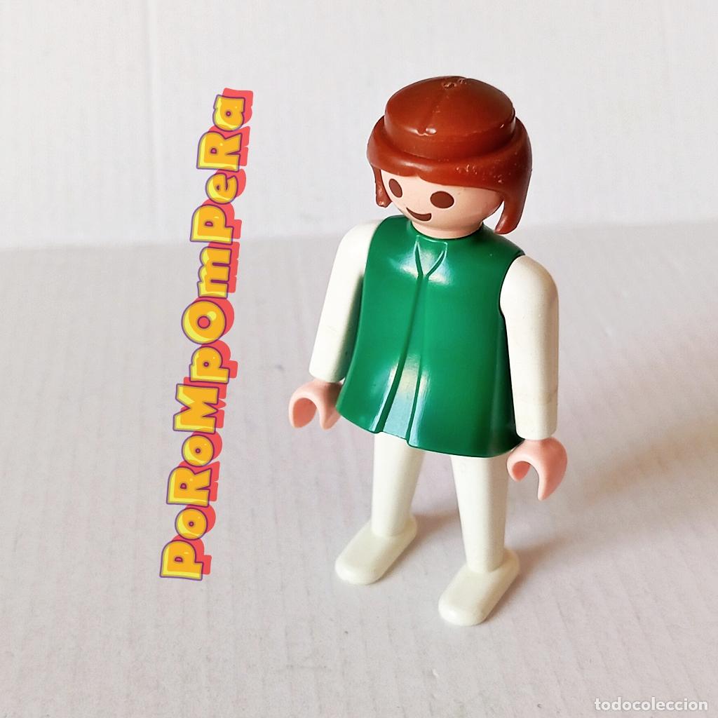 Playmobil: PLAYMOBIL FIGURA CL&Aacute;SICA MUJER BRAZO-PIERNA BLANCO TORSO VERDE A&Ntilde;OS 80 NO FAMOBIL F