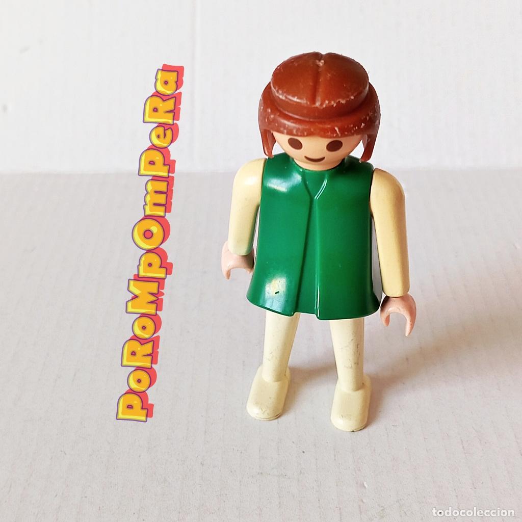 Playmobil: PLAYMOBIL FIGURA CL&Aacute;SICA MUJER BRAZO-PIERNA BLANCO TORSO VERDE A&Ntilde;OS 80 NO FAMOBIL H