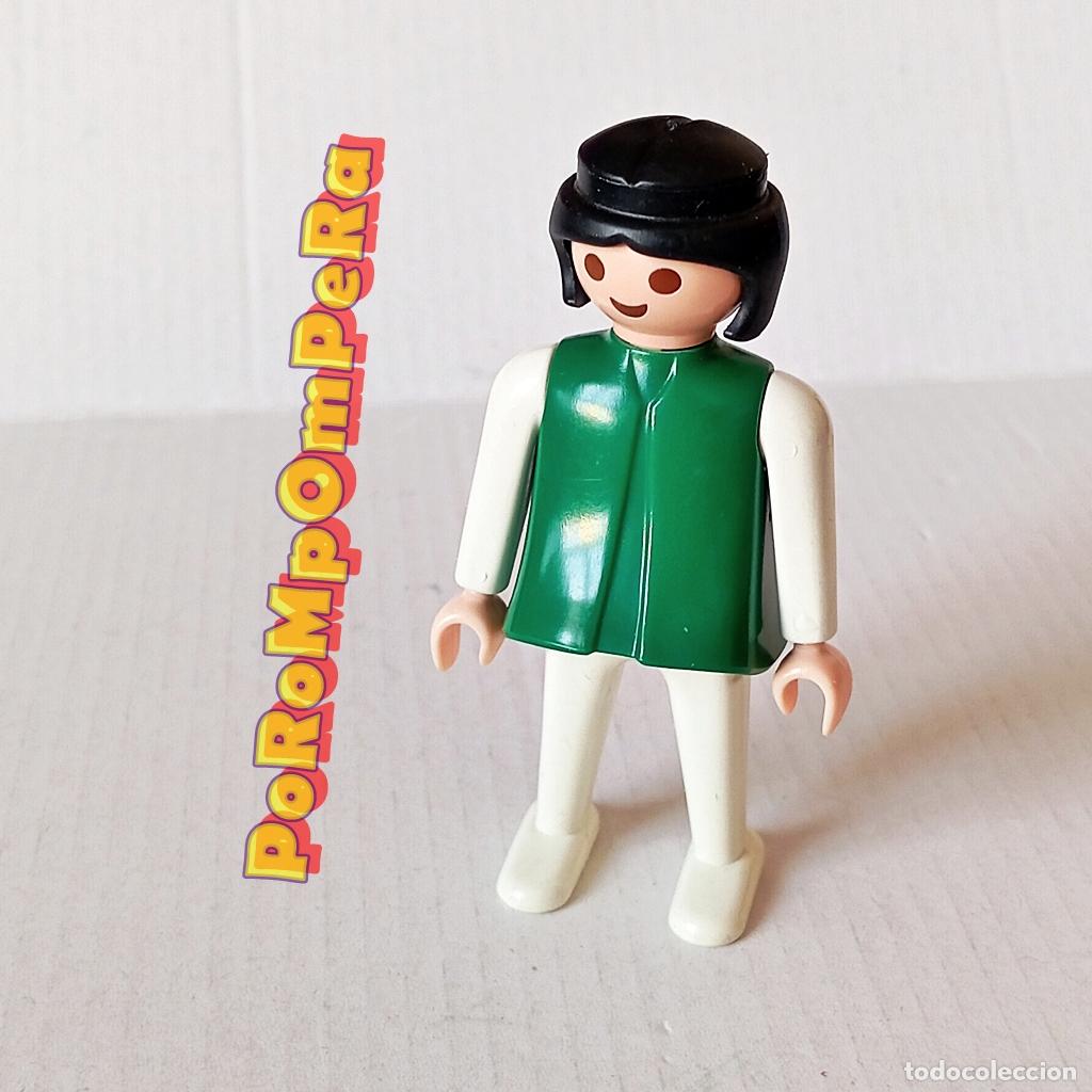 Playmobil: PLAYMOBIL FIGURA CL&Aacute;SICA MUJER BRAZO-PIERNA BLANCO TORSO VERDE A&Ntilde;OS 80 NO FAMOBIL i