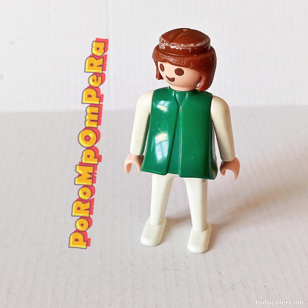 Playmobil: PLAYMOBIL FIGURA CL&Aacute;SICA MUJER BRAZO-PIERNA BLANCO TORSO VERDE A&Ntilde;OS 80 NO FAMOBIL K