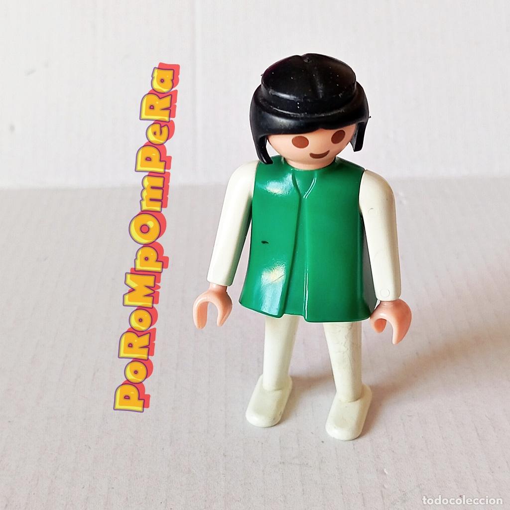 Playmobil: PLAYMOBIL FIGURA CL&Aacute;SICA MUJER BRAZO-PIERNA BLANCO TORSO VERDE A&Ntilde;OS 80 NO FAMOBIL L
