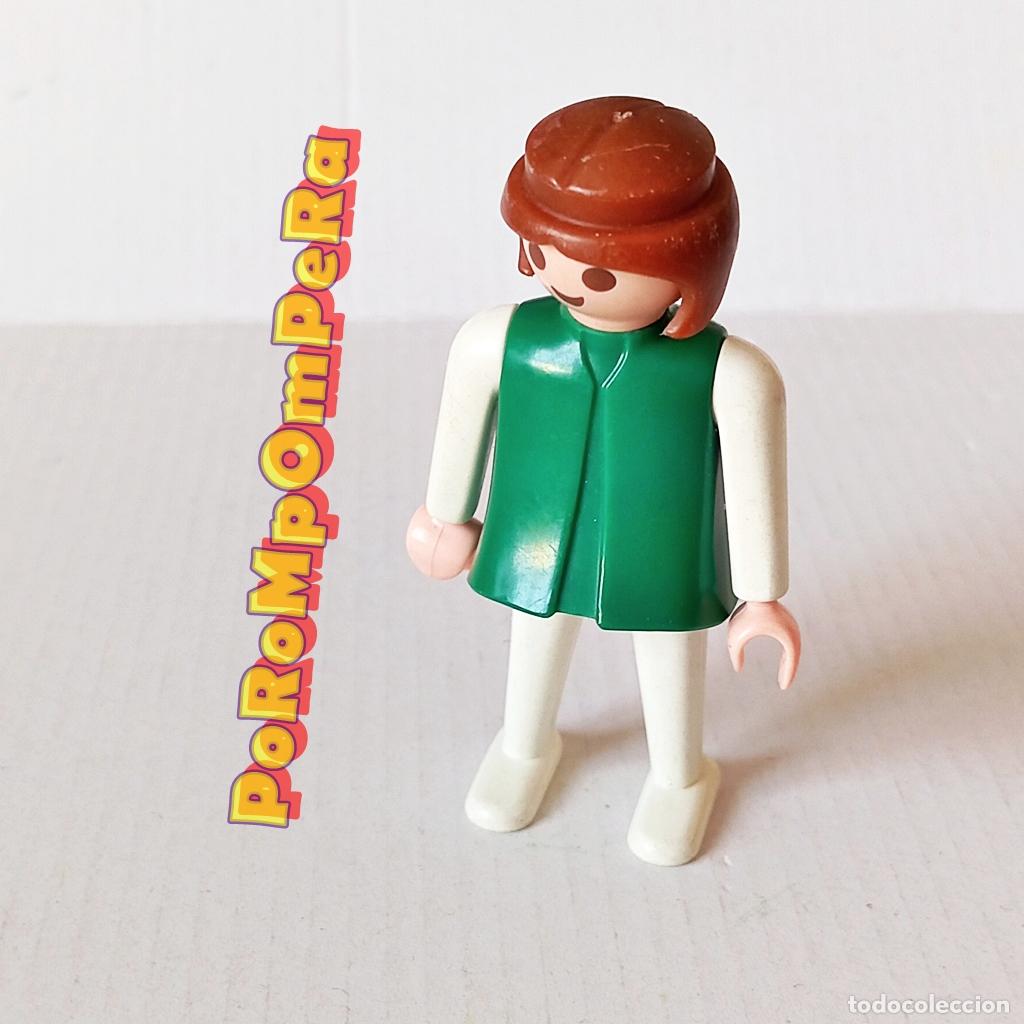 Playmobil: PLAYMOBIL FIGURA CL&Aacute;SICA MUJER BRAZO-PIERNA BLANCO TORSO VERDE A&Ntilde;OS 80 NO FAMOBIL M