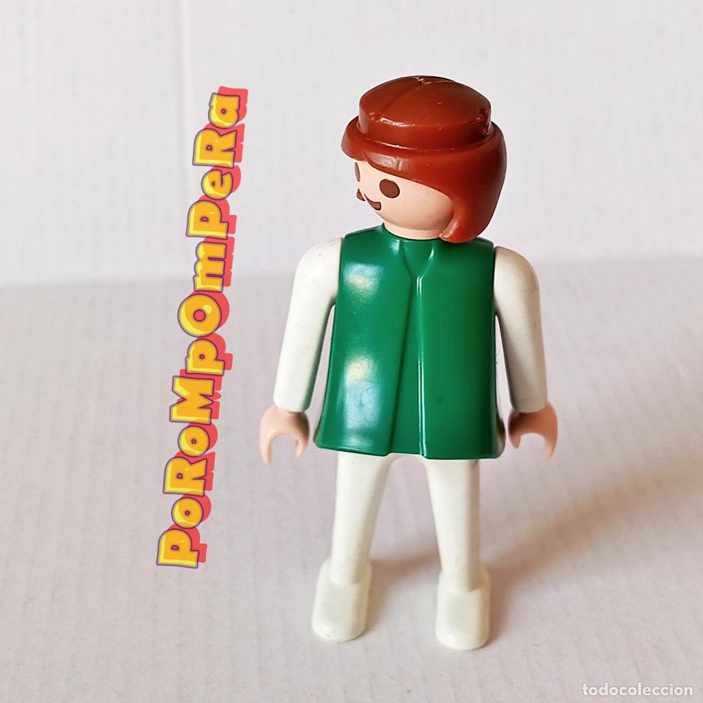 Playmobil: PLAYMOBIL FIGURA CL&Aacute;SICA MUJER BRAZO-PIERNA BLANCO TORSO VERDE A&Ntilde;OS 80 NO FAMOBIL N