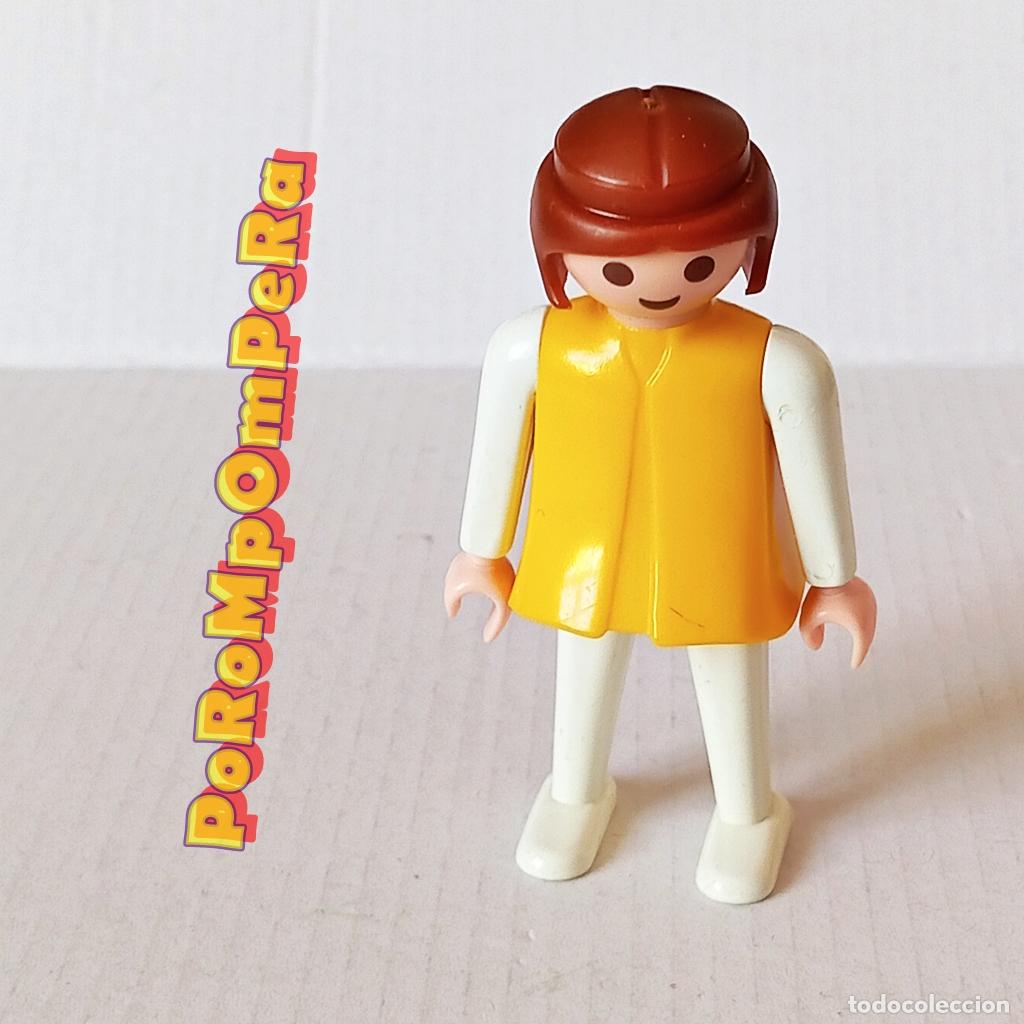 Playmobil: PLAYMOBIL FIGURA CL&Aacute;SICA MUJER BRAZO-PIERNA BLANCO TORSO AMARILLO A&Ntilde;OS 80 NO FAMOBIL B