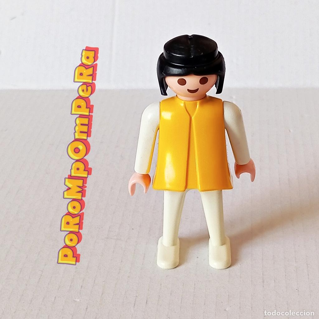 Playmobil: PLAYMOBIL FIGURA CL&Aacute;SICA MUJER BRAZO-PIERNA BLANCO TORSO AMARILLO A&Ntilde;OS 80 NO FAMOBIL F