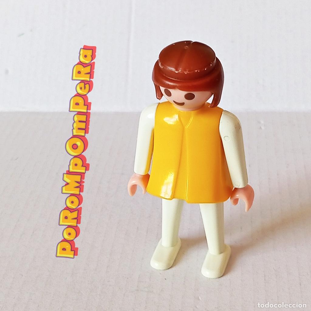 Playmobil: PLAYMOBIL FIGURA CL&Aacute;SICA MUJER BRAZO-PIERNA BLANCO TORSO AMARILLO A&Ntilde;OS 80 NO FAMOBIL i