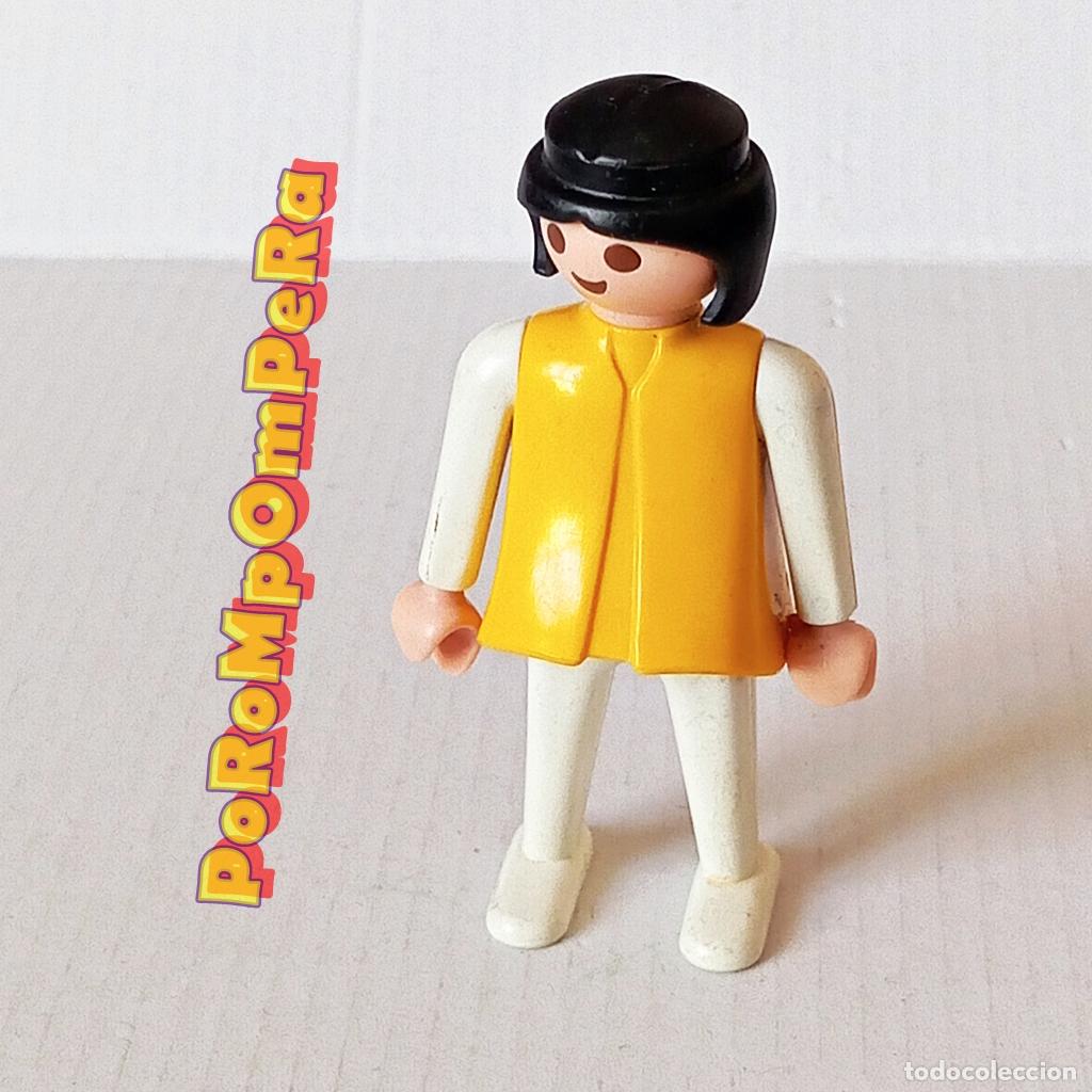 Playmobil: PLAYMOBIL FIGURA CL&Aacute;SICA MUJER BRAZO-PIERNA BLANCO TORSO AMARILLO A&Ntilde;OS 80 NO FAMOBIL L