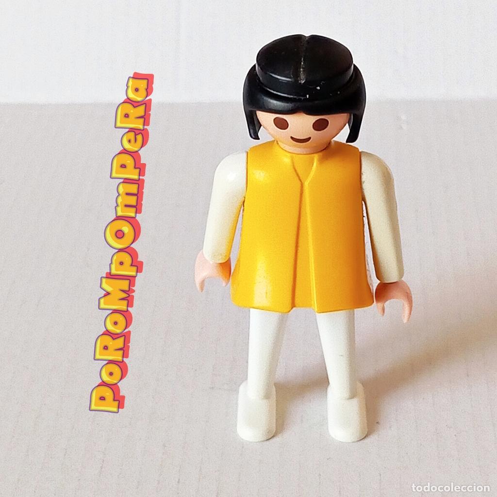 Playmobil: PLAYMOBIL FIGURA CL&Aacute;SICA MUJER BRAZO-PIERNA BLANCO TORSO AMARILLO A&Ntilde;OS 80 NO FAMOBIL M