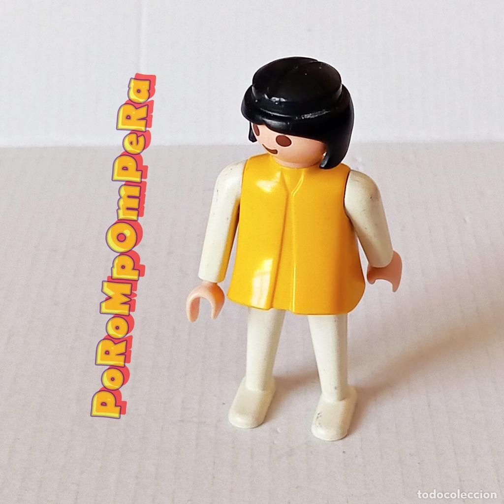 Playmobil: PLAYMOBIL FIGURA CL&Aacute;SICA MUJER BRAZO-PIERNA BLANCO TORSO AMARILLO A&Ntilde;OS 80 NO FAMOBIL P