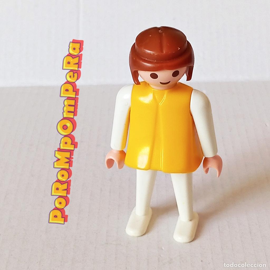 Playmobil: PLAYMOBIL FIGURA CL&Aacute;SICA MUJER BRAZO-PIERNA BLANCO TORSO AMARILLO A&Ntilde;OS 80 NO FAMOBIL R