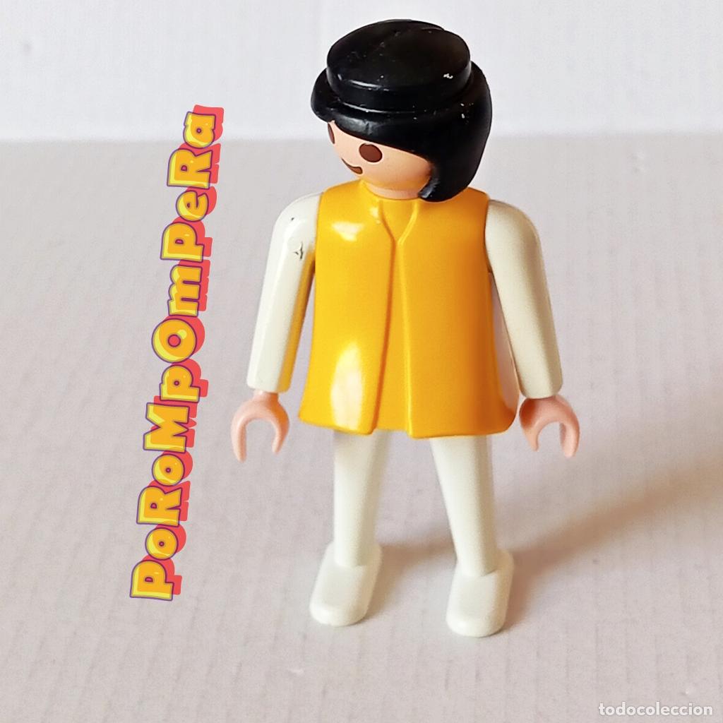 Playmobil: PLAYMOBIL FIGURA CL&Aacute;SICA MUJER BRAZO-PIERNA BLANCO TORSO AMARILLO A&Ntilde;OS 80 NO FAMOBIL T