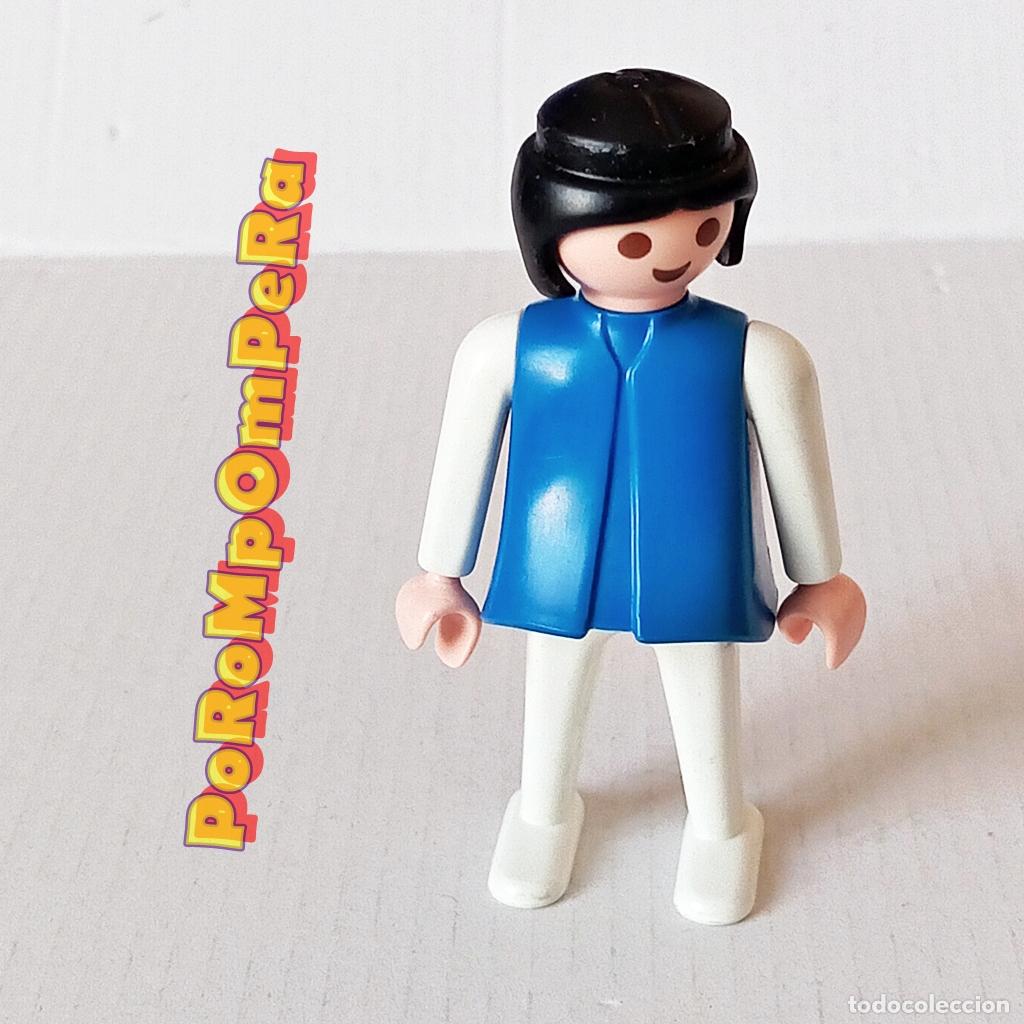Playmobil: PLAYMOBIL FIGURA CL&Aacute;SICA MUJER BRAZO-PIERNA BLANCO TORSO AZUL A&Ntilde;OS 80 NO FAMOBIL i