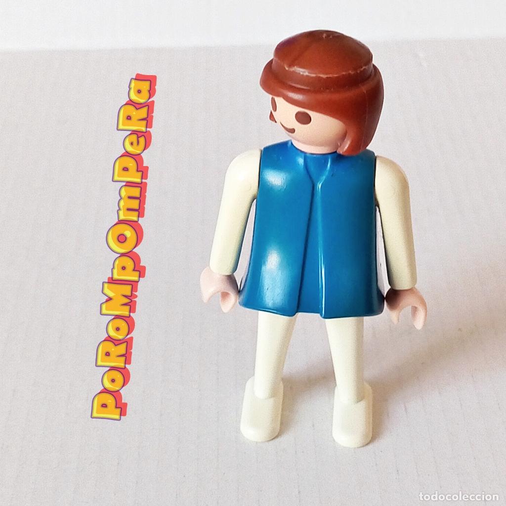 Playmobil: PLAYMOBIL FIGURA CL&Aacute;SICA MUJER BRAZO-PIERNA BLANCO TORSO AZUL A&Ntilde;OS 80 NO FAMOBIL N